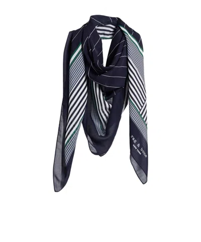 Rag & Bone Striped Square Scarf In Blue