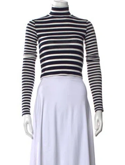 Pre-owned Rag & Bone Striped Turtleneck Sweater In Blue