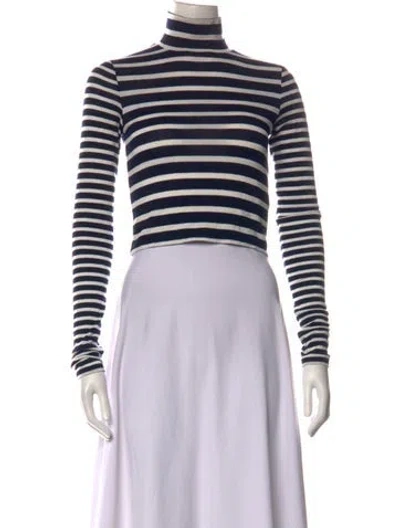 Pre-owned Rag & Bone Striped Turtleneck Sweater In Blue