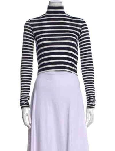 Pre-owned Rag & Bone Striped Turtleneck Sweater In Blue