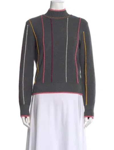Pre-owned Rag & Bone Striped Turtleneck Sweater In Gray