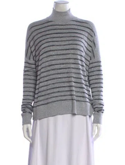 Pre-owned Rag & Bone Striped Turtleneck Sweater In Gray