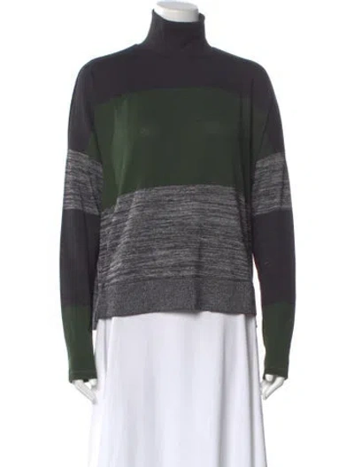 Pre-owned Rag & Bone Striped Turtleneck Sweater In Green