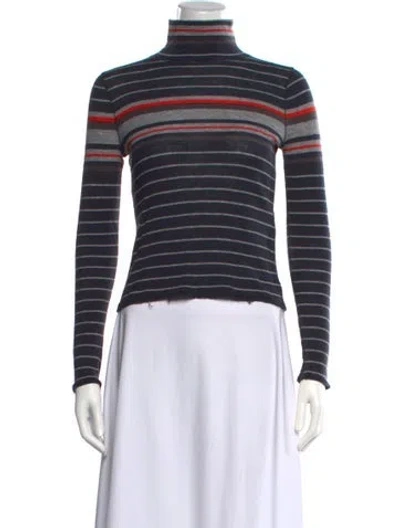 Pre-owned Rag & Bone Striped Turtleneck Sweater In Grey