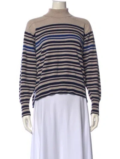 Pre-owned Rag & Bone Striped Turtleneck Sweater In Neutral
