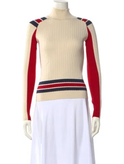 Pre-owned Rag & Bone Striped Turtleneck Sweater In Neutral