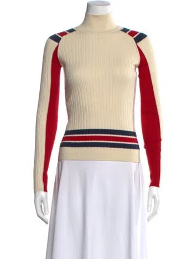 Pre-owned Rag & Bone Striped Turtleneck Sweater In Neutral
