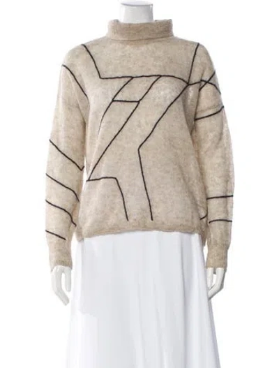 Pre-owned Rag & Bone Striped Turtleneck Sweater In Neutral