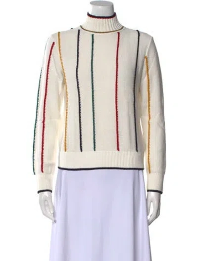 Pre-owned Rag & Bone Striped Turtleneck Sweater In Neutral