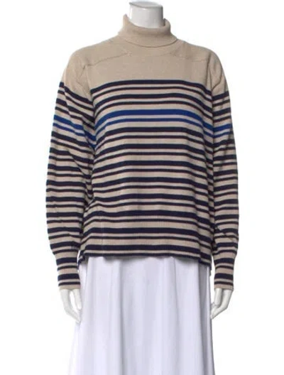 Pre-owned Rag & Bone Striped Turtleneck Sweater In Neutral