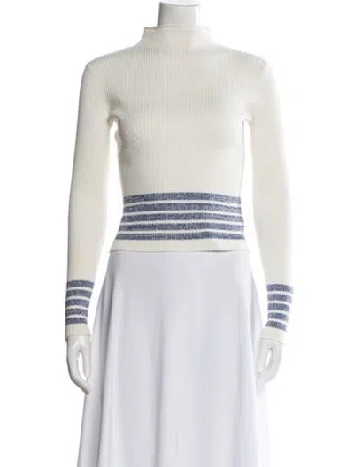 Pre-owned Rag & Bone Striped Turtleneck Sweater In White