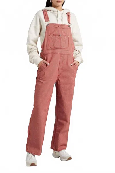 Rag & Bone Striped Twill Overalls In Red In Pink