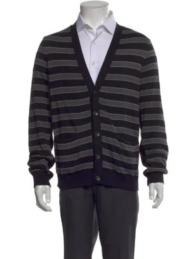 Pre-owned Rag & Bone Striped V-neck Cardigan In Black