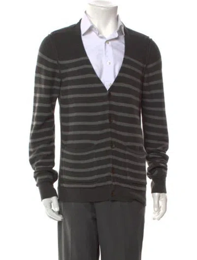 Pre-owned Rag & Bone Striped V-neck Cardigan In Gray