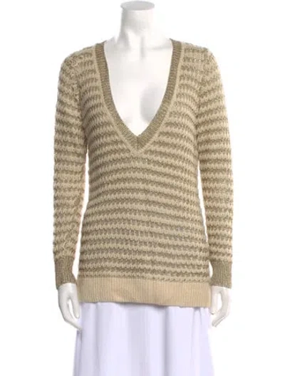 Pre-owned Rag & Bone Striped V-neck Sweater