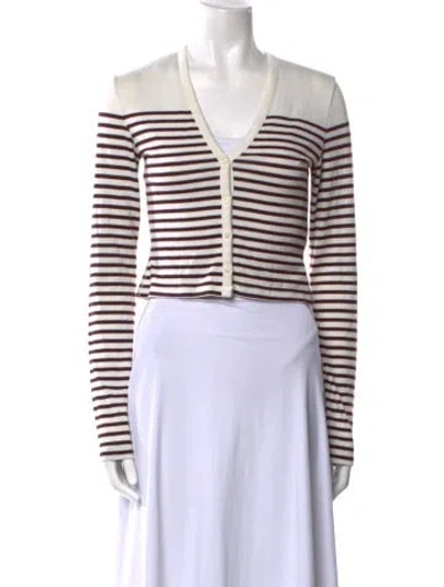 Pre-owned Rag & Bone Striped V-neck Sweater In Black