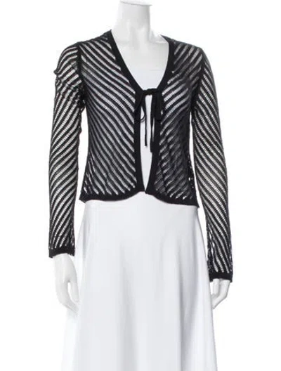 Pre-owned Rag & Bone Striped V-neck Sweater In Black