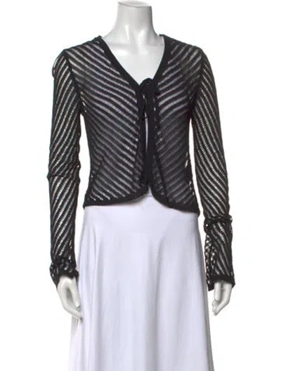 Pre-owned Rag & Bone Striped V-neck Sweater In Black