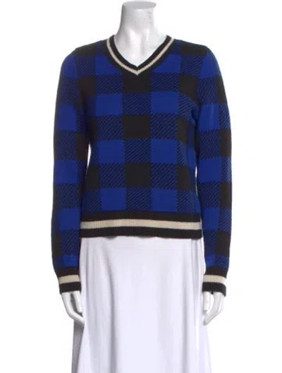 Pre-owned Rag & Bone Striped V-neck Sweater In Blue
