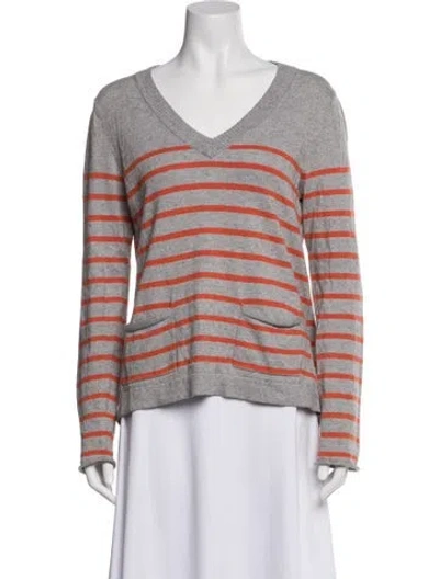 Pre-owned Rag & Bone Striped V-neck Sweater In Blue