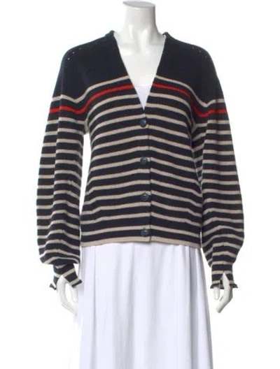 Pre-owned Rag & Bone Striped V-neck Sweater In Blue