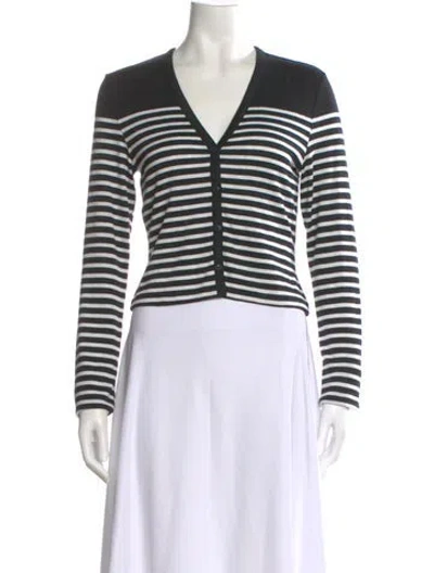 Pre-owned Rag & Bone Striped V-neck Sweater In Blue