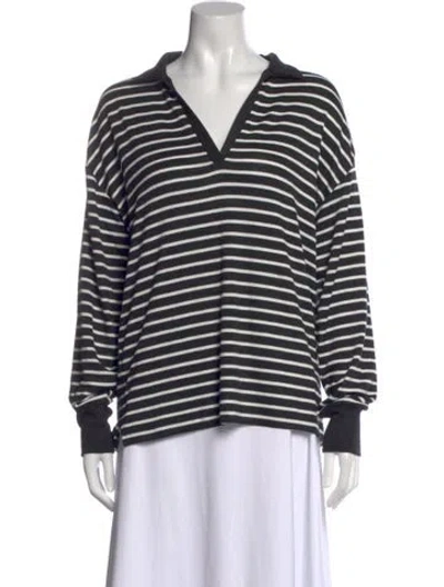 Pre-owned Rag & Bone Striped V-neck Sweater In Blue