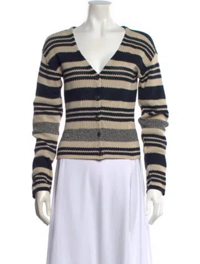 Pre-owned Rag & Bone Striped V-neck Sweater In Blue