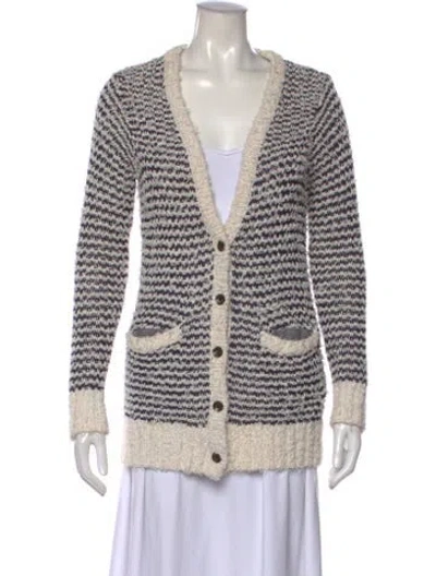Pre-owned Rag & Bone Striped V-neck Sweater In Blue