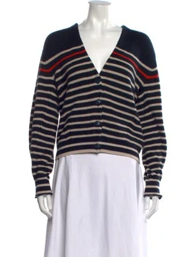 Pre-owned Rag & Bone Striped V-neck Sweater In Blue