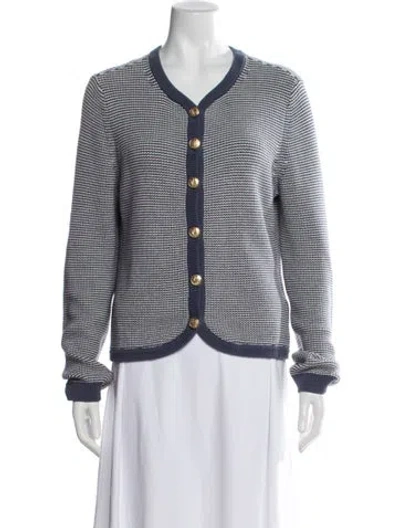 Pre-owned Rag & Bone Striped V-neck Sweater In Blue