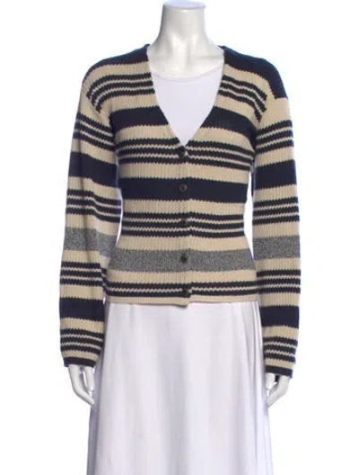 Pre-owned Rag & Bone Striped V-neck Sweater In Blue