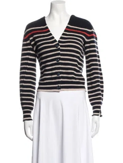Pre-owned Rag & Bone Striped V-neck Sweater In Blue