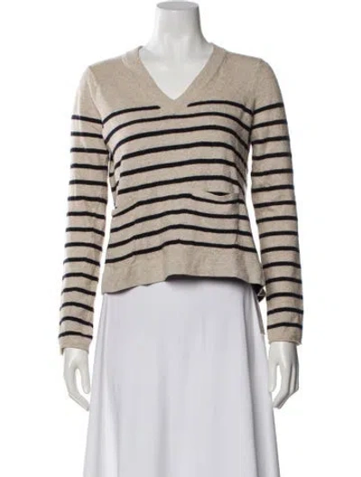 Pre-owned Rag & Bone Striped V-neck Sweater In Blue/neutrals