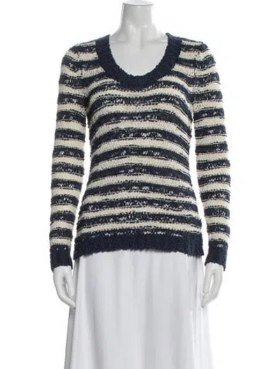 Pre-owned Rag & Bone Striped V-neck Sweater In Blue/neutrals