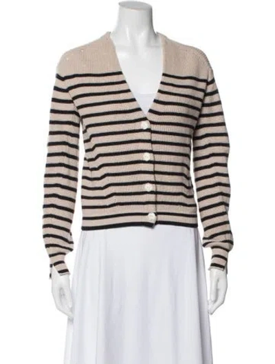 Pre-owned Rag & Bone Striped V-neck Sweater In Brown