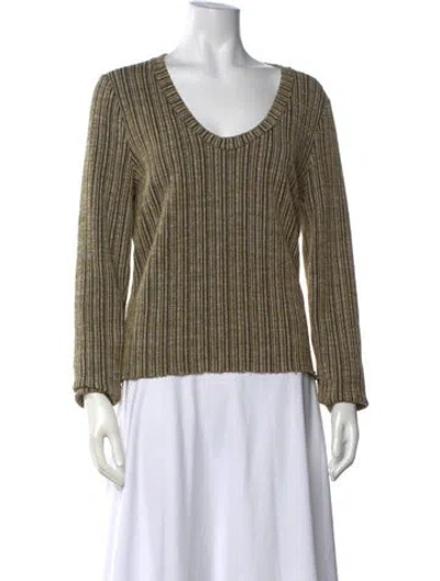 Pre-owned Rag & Bone Striped V-neck Sweater In Brown