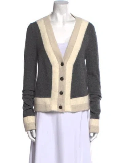 Pre-owned Rag & Bone Striped V-neck Sweater In Gray