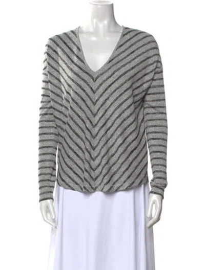 Pre-owned Rag & Bone Striped V-neck Sweater In Gray