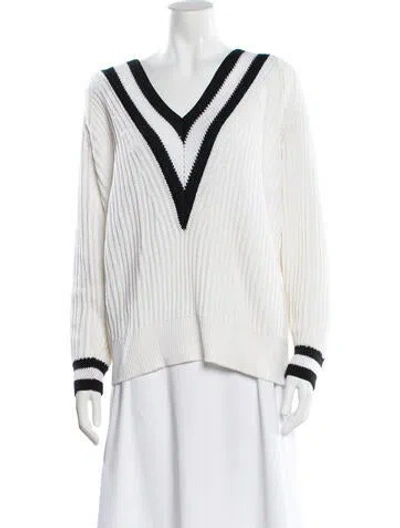 Pre-owned Rag & Bone Striped V-neck Sweater In Gray