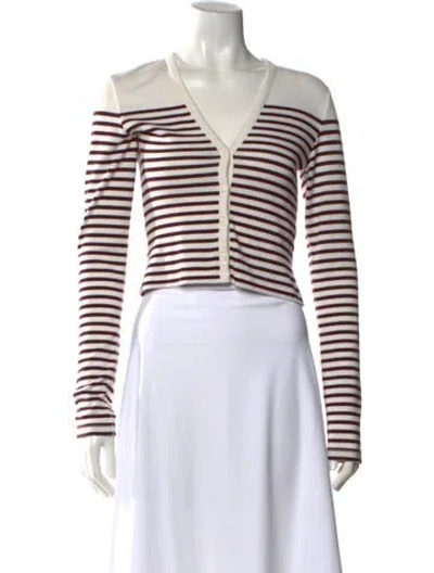 Pre-owned Rag & Bone Striped V-neck Sweater In Neutral