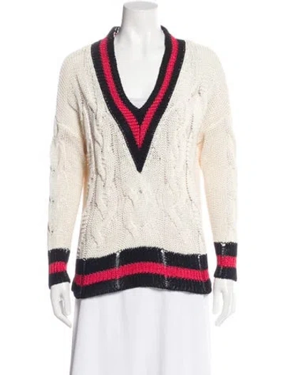 Pre-owned Rag & Bone Striped V-neck Sweater In Neutral