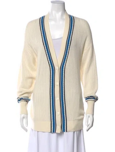 Pre-owned Rag & Bone Striped V-neck Sweater In Neutral
