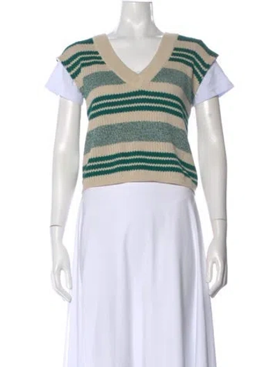 Pre-owned Rag & Bone Striped V-neck Sweater In Neutral