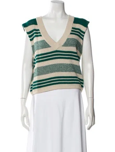 Pre-owned Rag & Bone Striped V-neck Sweater In Neutral