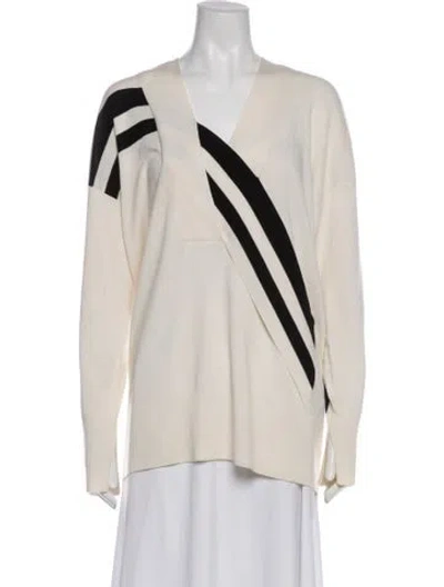 Pre-owned Rag & Bone Striped V-neck Sweater In Neutral