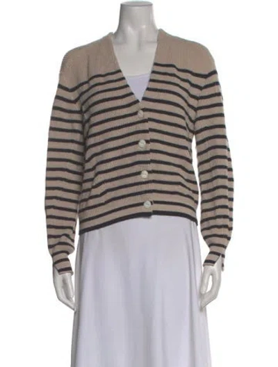 Pre-owned Rag & Bone Striped V-neck Sweater In Neutral