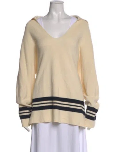 Pre-owned Rag & Bone Striped V-neck Sweater In Neutral