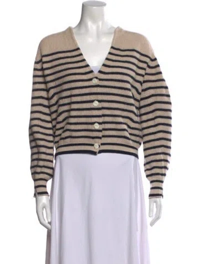 Pre-owned Rag & Bone Striped V-neck Sweater In Neutral