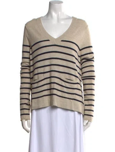 Pre-owned Rag & Bone Striped V-neck Sweater In Neutral